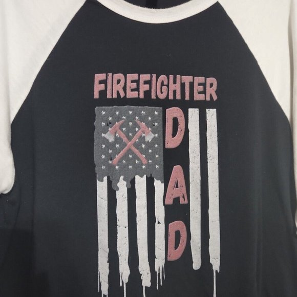 Firefighter DAD Raglan  T Shirt Fire Fighter Proud Dad XL - Picture 2 of 7